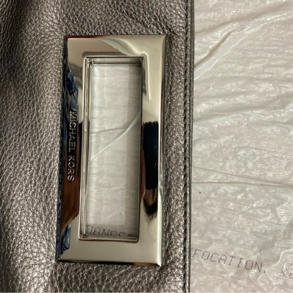 Michael Kors silver leather evening clutch bags